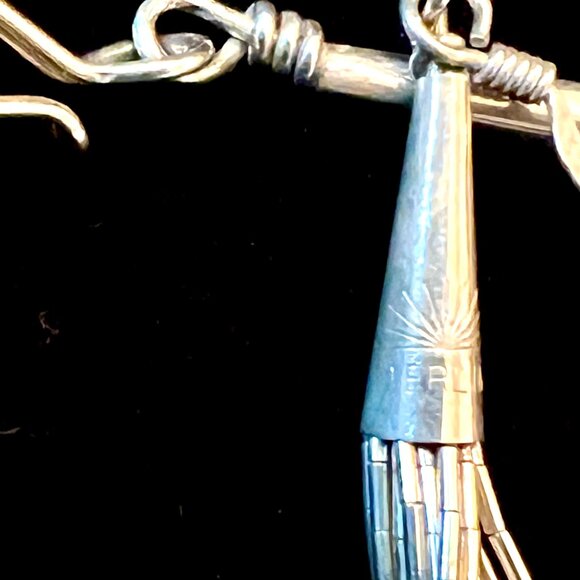 Native American Vintage Sterling 30 Strand Liquid Silver Necklace & Earrings Set - Picture 2 of 4